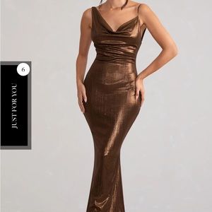 Beautiful metallic bronze long dress by club London